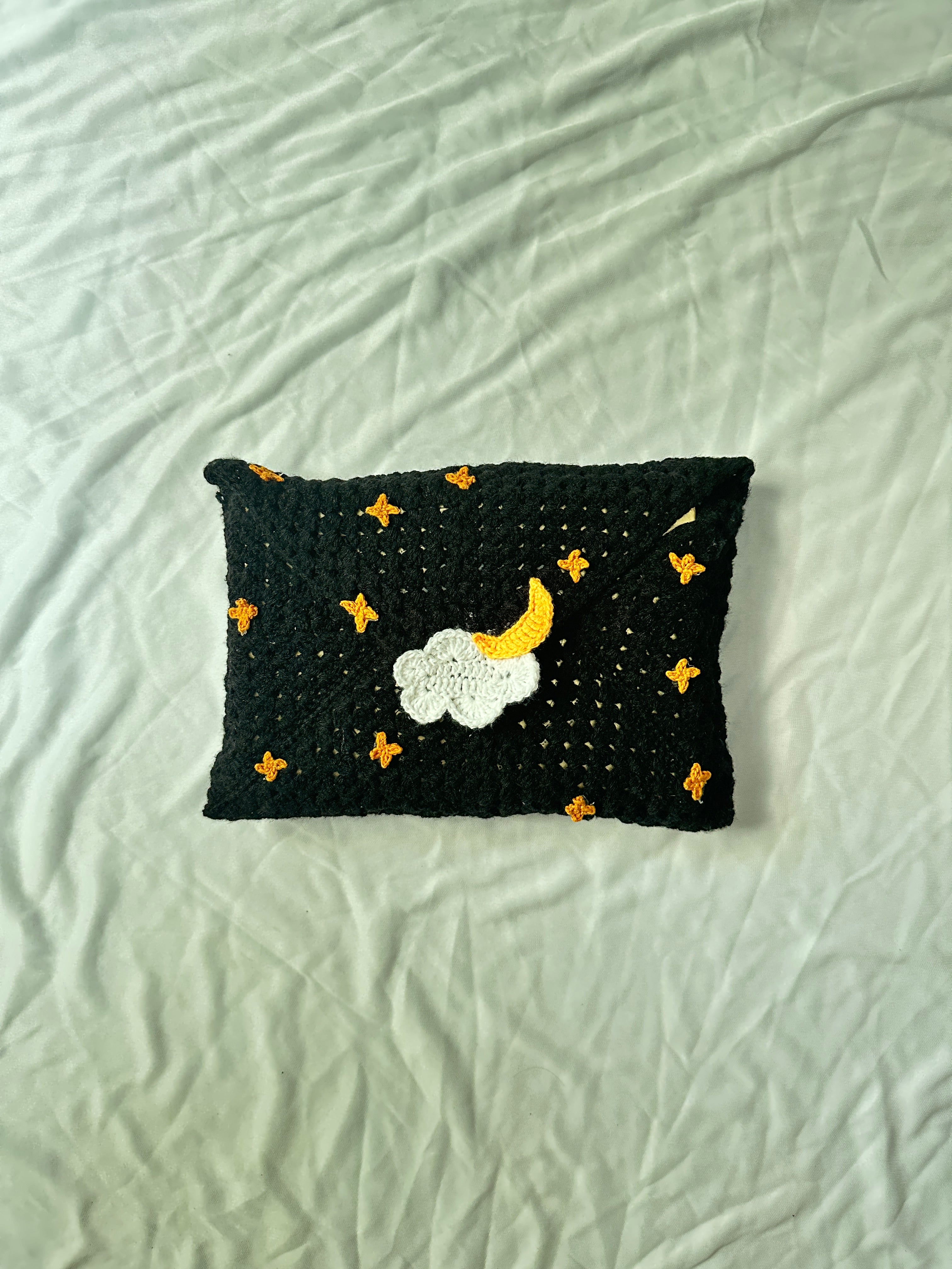 Empyrean Collection -- Handmade Crochet Night Sky Flapped Booksleeve