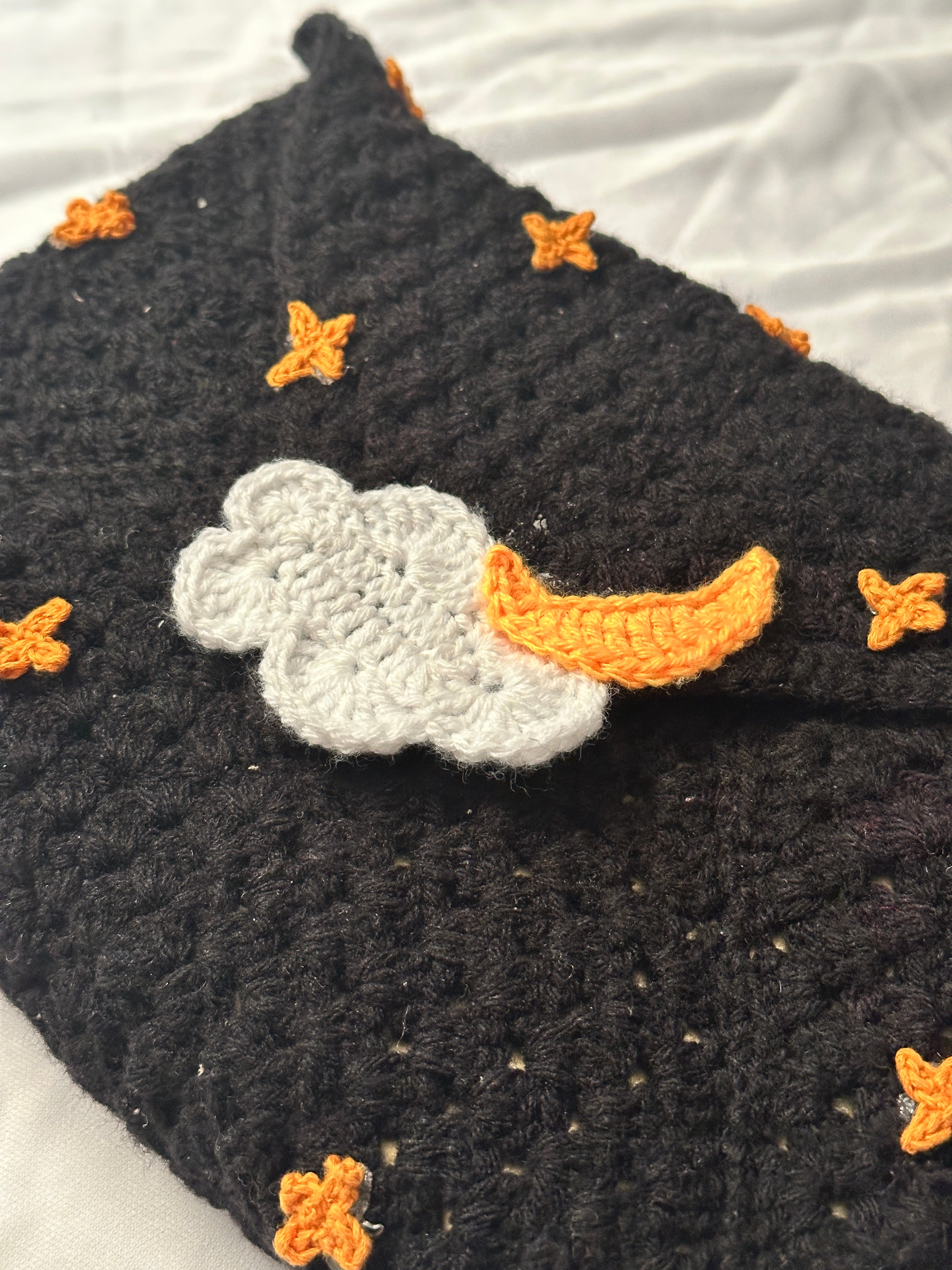 Empyrean Collection -- Handmade Crochet Night Sky Flapped Booksleeve